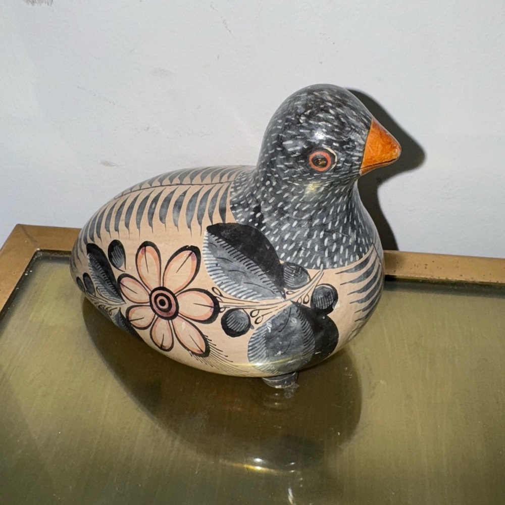 Vintage Hand Painted Mexican Ceramic Bird Artist Signed
